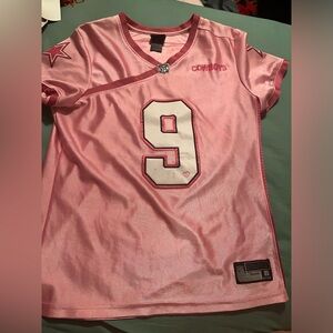 Tony Romo 9 Dallas Cowboys NFL Football Pink Reebok Womens Size L Vtg Jersey